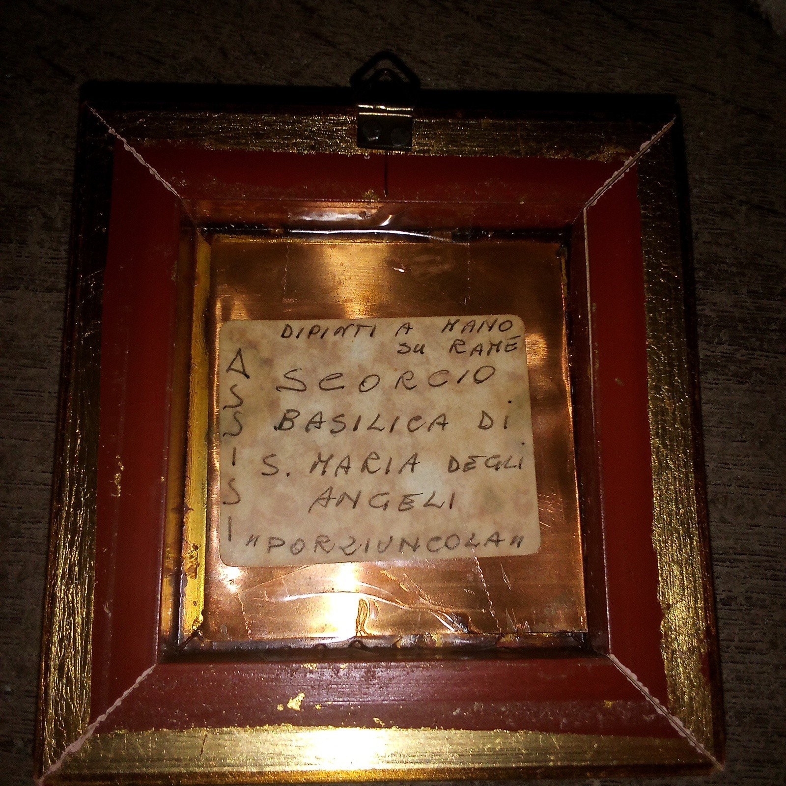 Vintage Miniature Oil On Copper Painting, Basilica Porziuncola, Made In Italy
