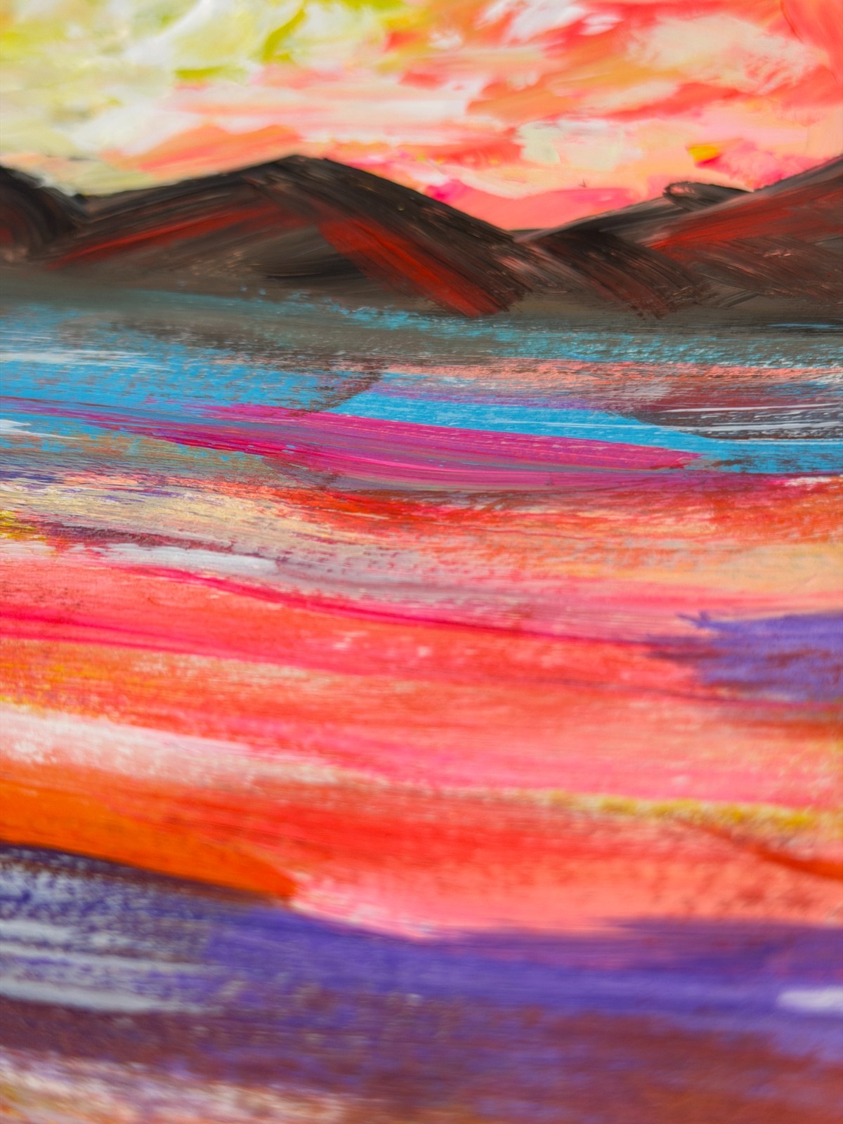 Abstract Mountain Sunset – Acrylic Painting 14×11″ Mixed Media Paper