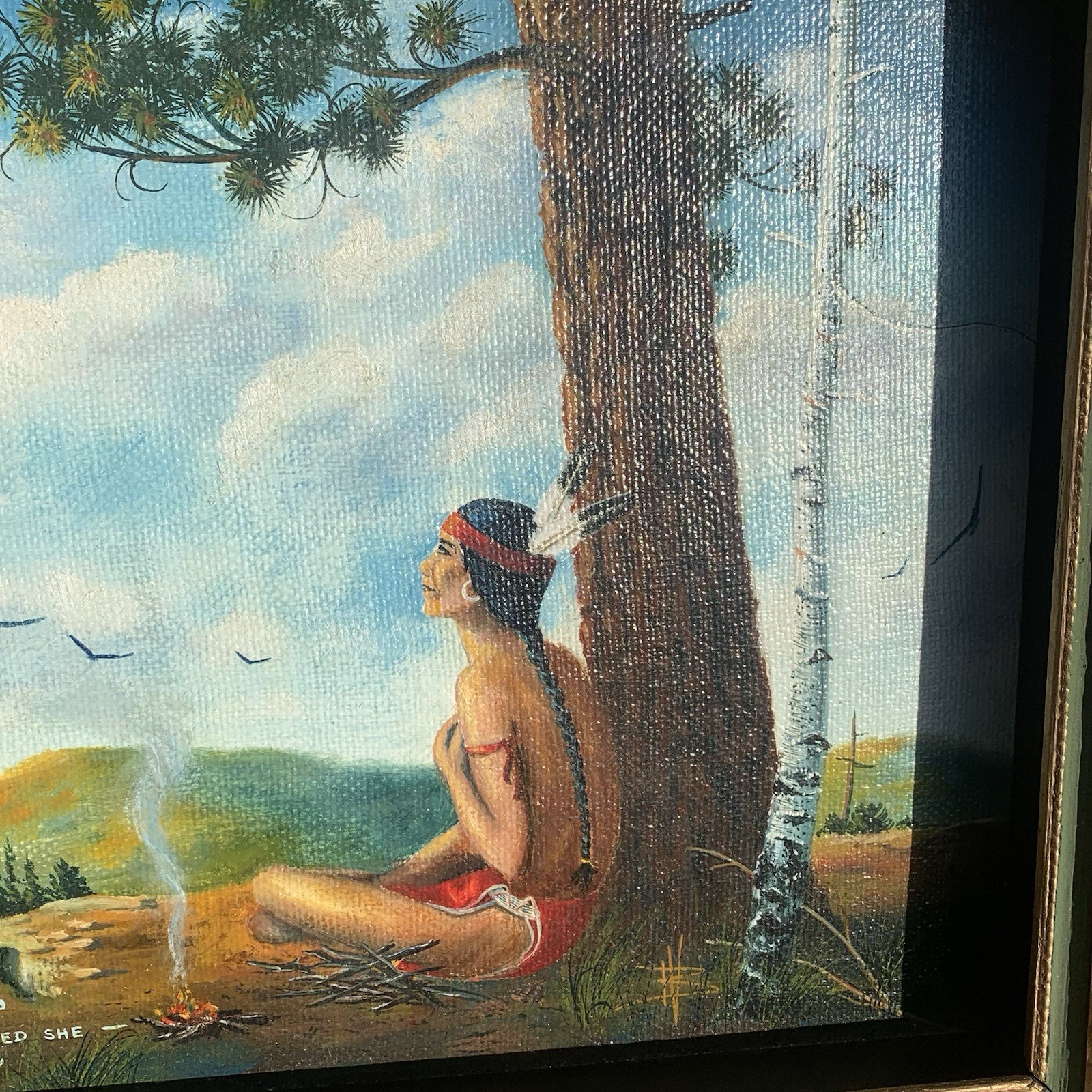 Native American Man Painting Indian Spirit The Mystic Brave Ornate Frame