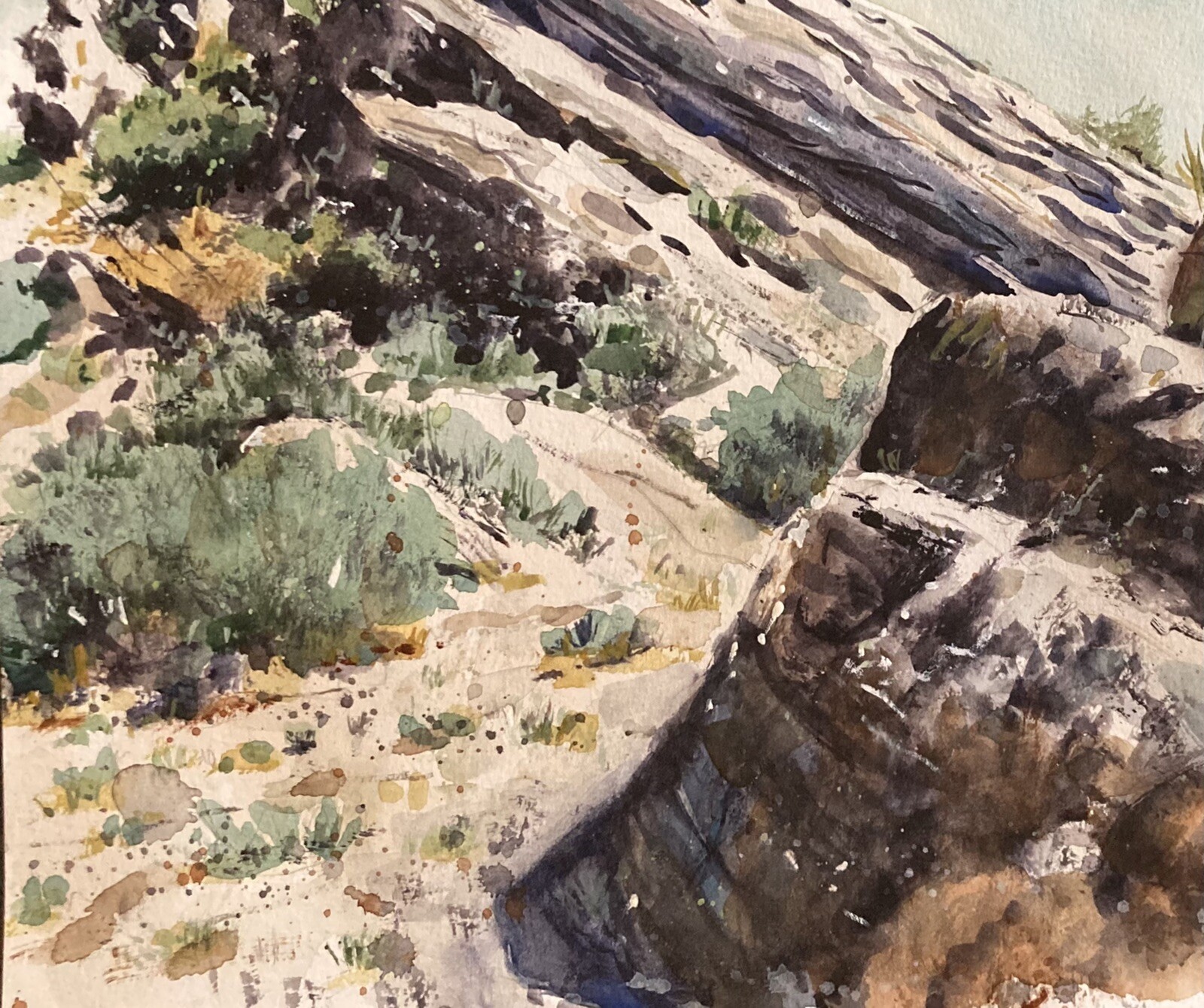 Original Painting in Watercolor «Desert Landscape” 15″x 11» NOT A PRINT