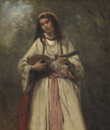 stunning oil painting handpainted on canvas-Gypsy Girl With Mandolin