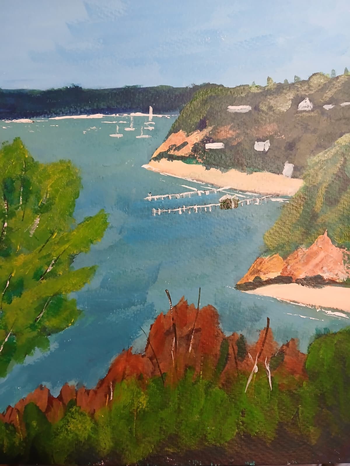 Impressionistic 11×14 Sorento, Australia Seascape Original Acrylic Art Painting