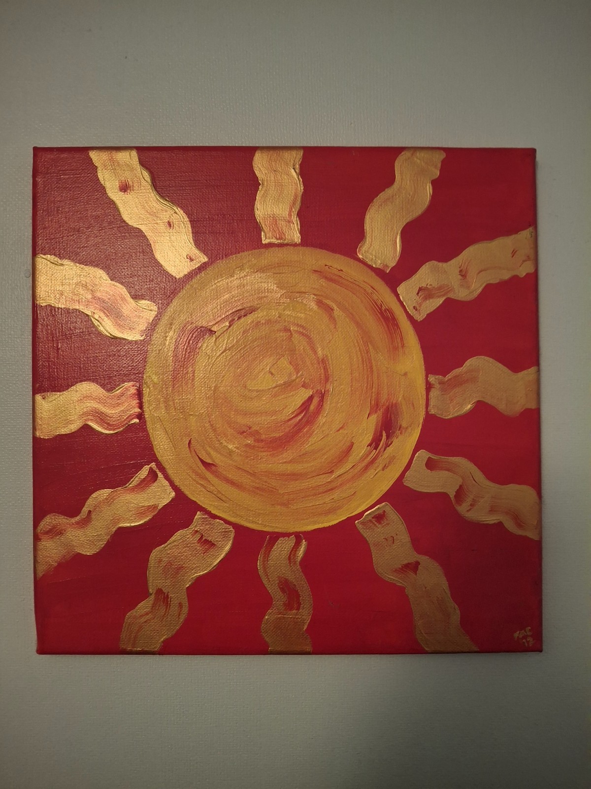 Sun Painting Acrylic 12×12. Any Color Background Art