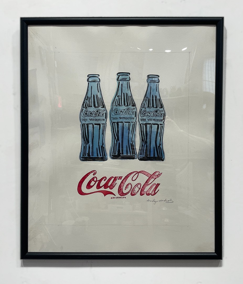 Andy Warhol Painting – Blue Coke Bottles. – Watercolor