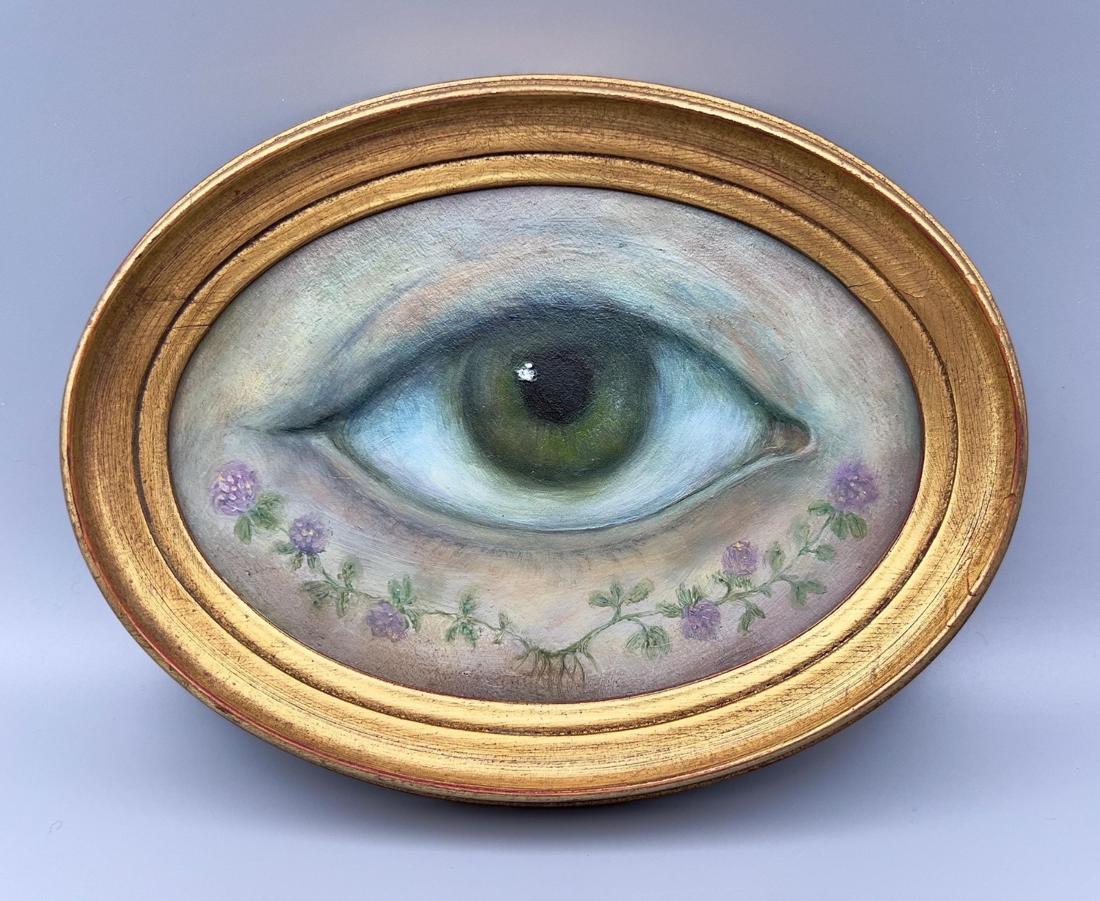 Green Lovers Eye Sweet Clover Painting by Dee Sprague Antique Florentine Frame