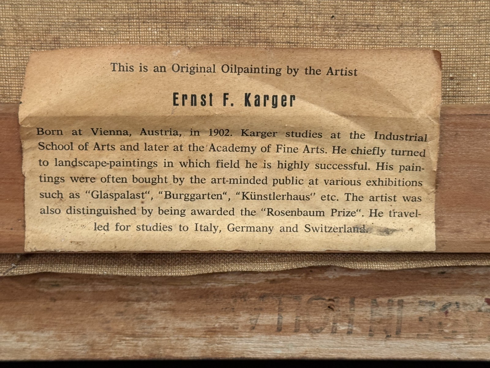 Ernst F. Karger (Austria), VTG E. 20th C Textured O/C Autumnal Landscape, Signed