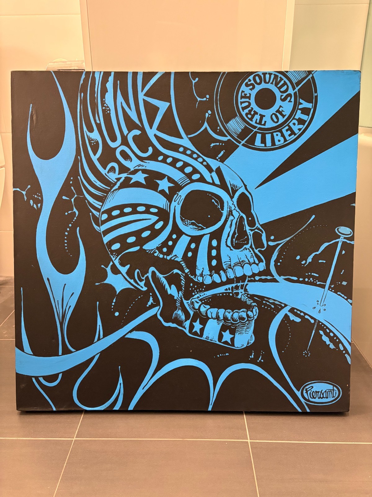 24×24 Acrylic Painting on Canvas «Punk Rock» – Signed by Artist Bob Piersanti
