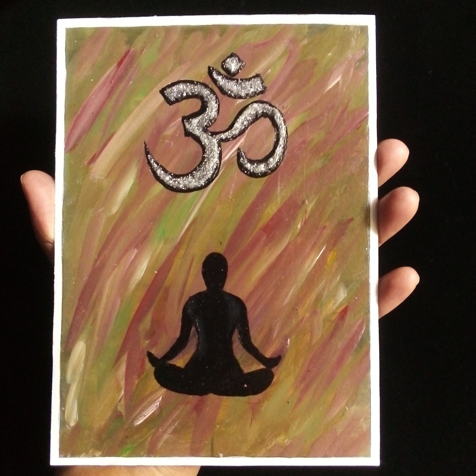 Original Om Symbol Acrylic Painting Spiritual Zen Meditation Art Handpainted 5×7