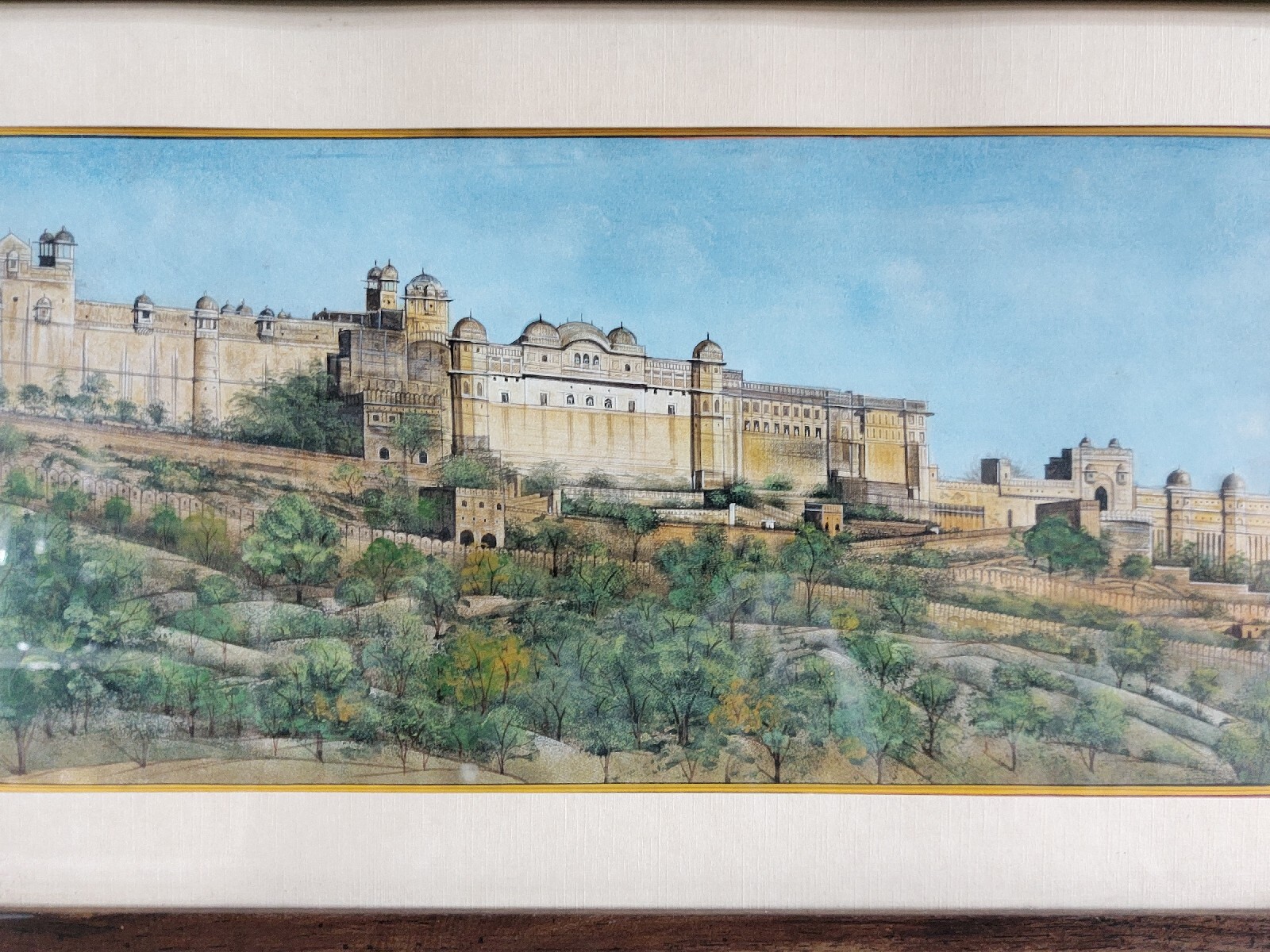 Art Painting Of Indian Fort Amer Jaipur Scene Painting For Wall Decor With Frame