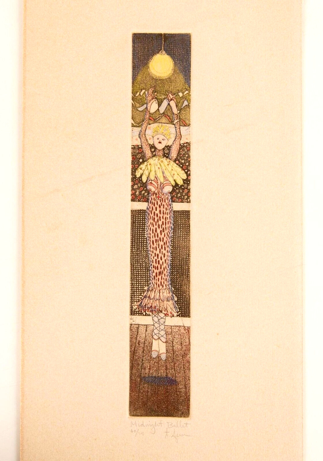 ✅ ORIGINAL COLOR ETCHING ON LAID PAPER MIDNIGHT BALLET, SIGNED, LIMITED EDITION