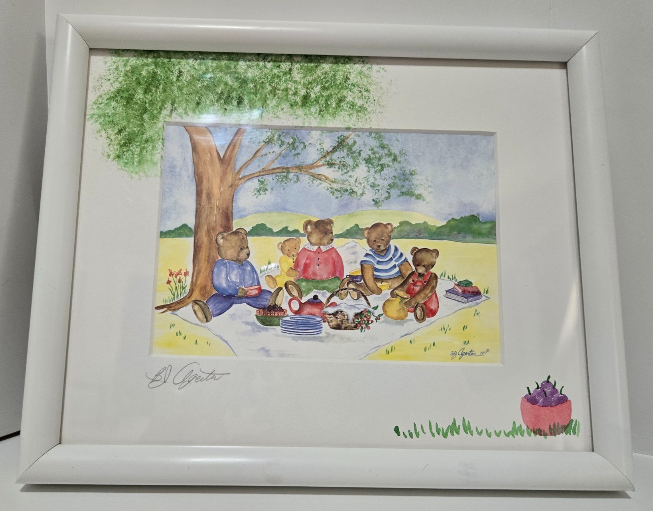Unique Anthropomorphic Animal Watercolor Signed by BJ Agerta, read description