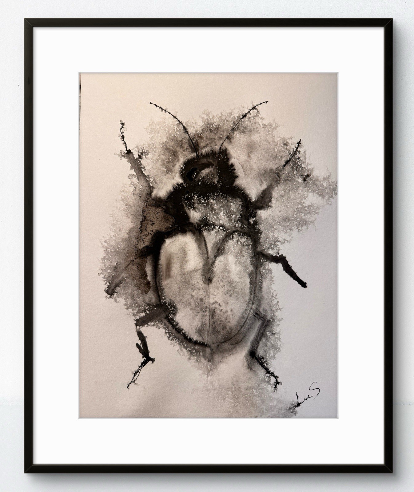Original Art Beetle 2 9×12 Paper Abstract Painting Expressionism Nature Fine Art