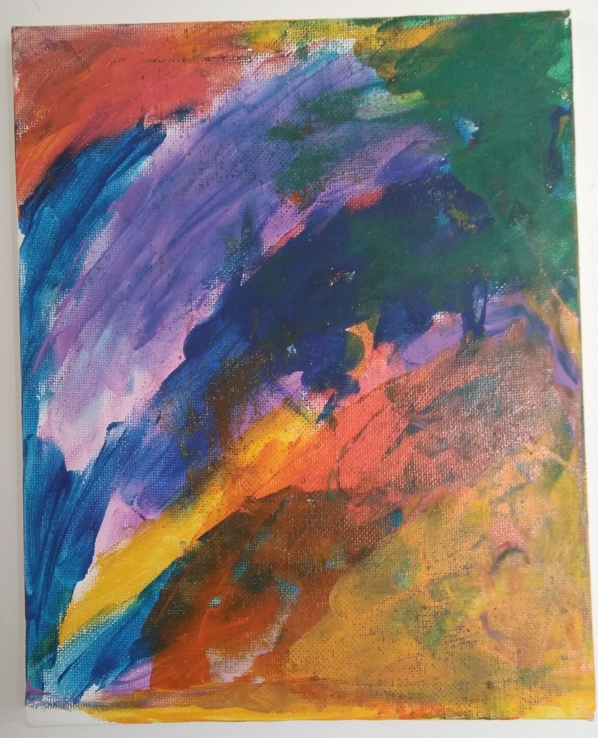 8×10 Abstract Rainbow Painting On Stretched Canvas wood frame. Ships free