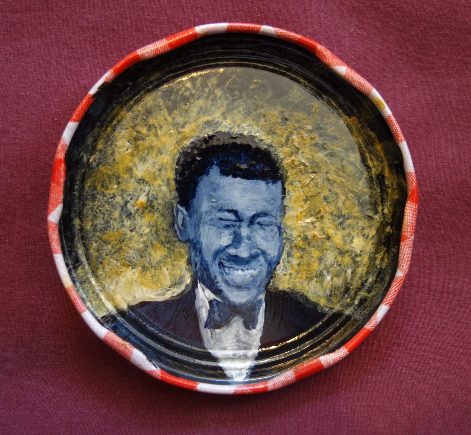 BLIND BLAKE, Blues Guitar, Jam Jar Lid Portrait, Outsider Folk Art by PETER ORR