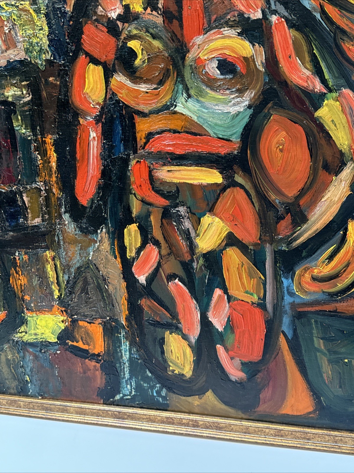 MID CENTURY PAINTING ABSTRACT GEOMETRIC CUBIST CUBISM MODERNISM Vintage Tommy