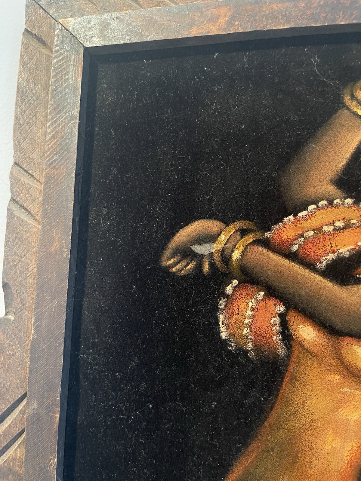 Vintage 70s Black Velvet Painting Art Spanish Women Dancing Flamenco 23 x 14 💃