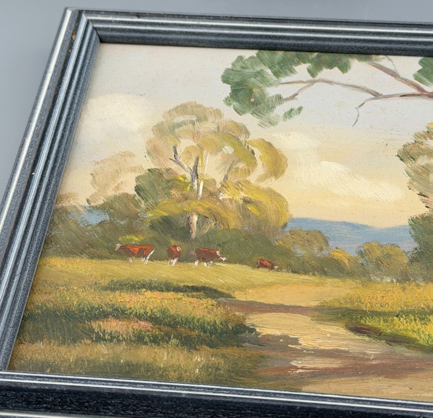 Vintage Landscape Paintings Signed Australian Cattle Countryside1984 Framed