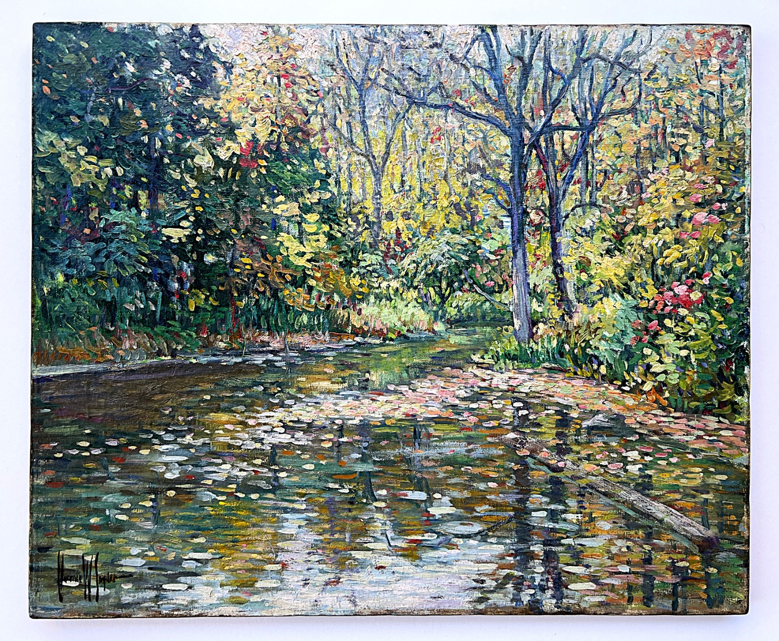 1930’s Impressionist Summer Pool Clarence W. Snyder 1873-1948, listed PA artist