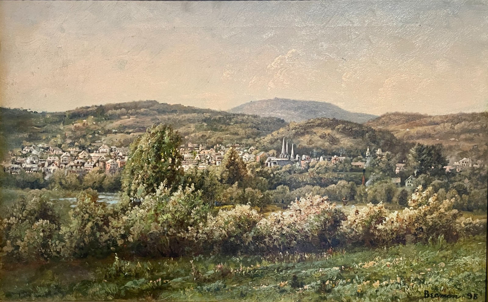 Gamaliel Waldo Beaman (1893) Oil Landscape of Wachusett Mt. from Fitchburg, MA.