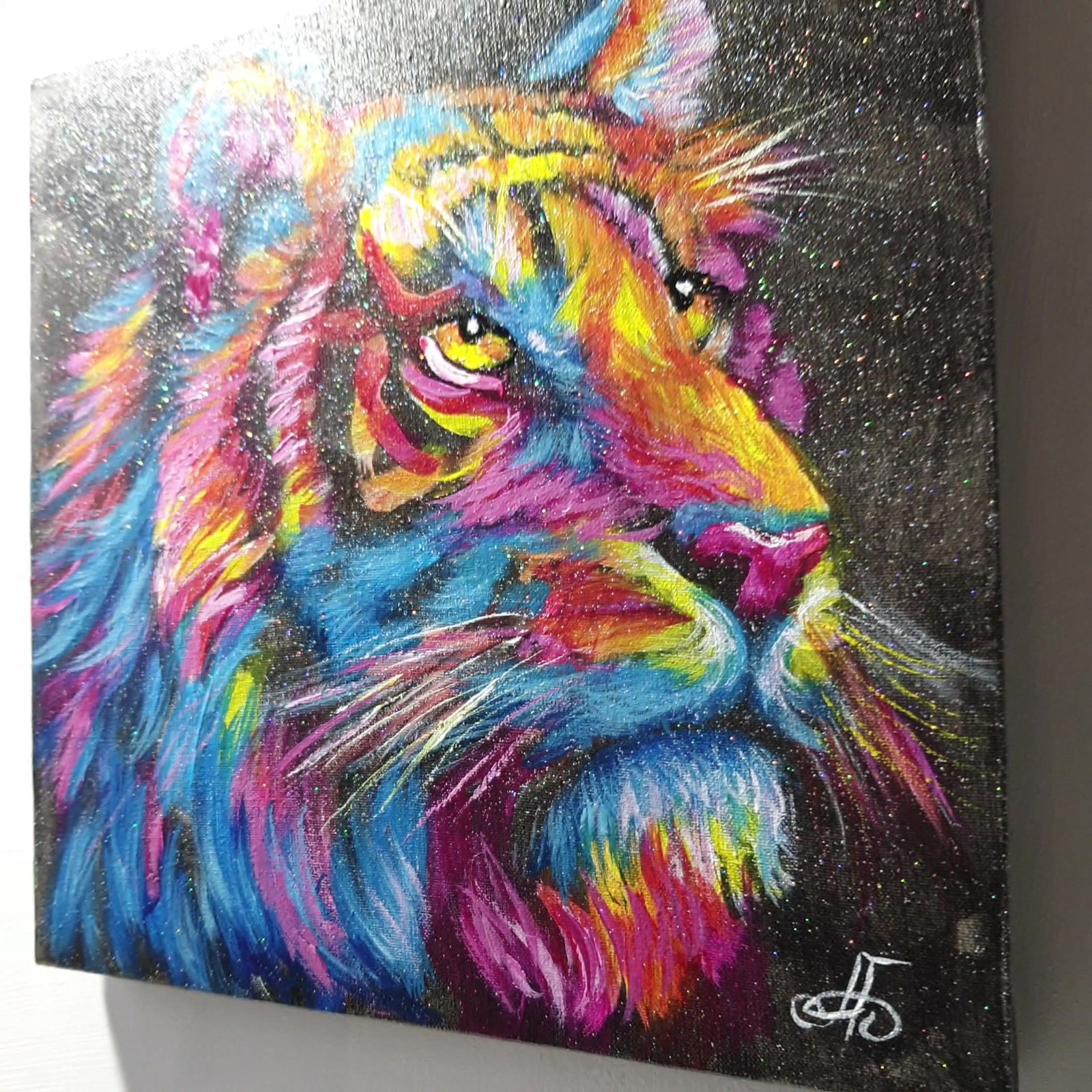 Tiger Colorful Original Acrylic Animal Painting Impressionist Ukraine Artist