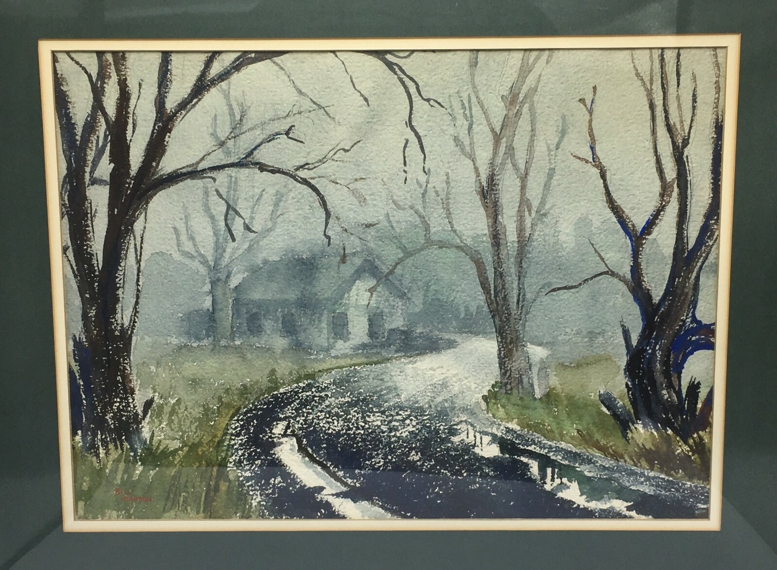 Bill Warden Original Watercolor Forest House Rural Landscape Cabin in the Woods