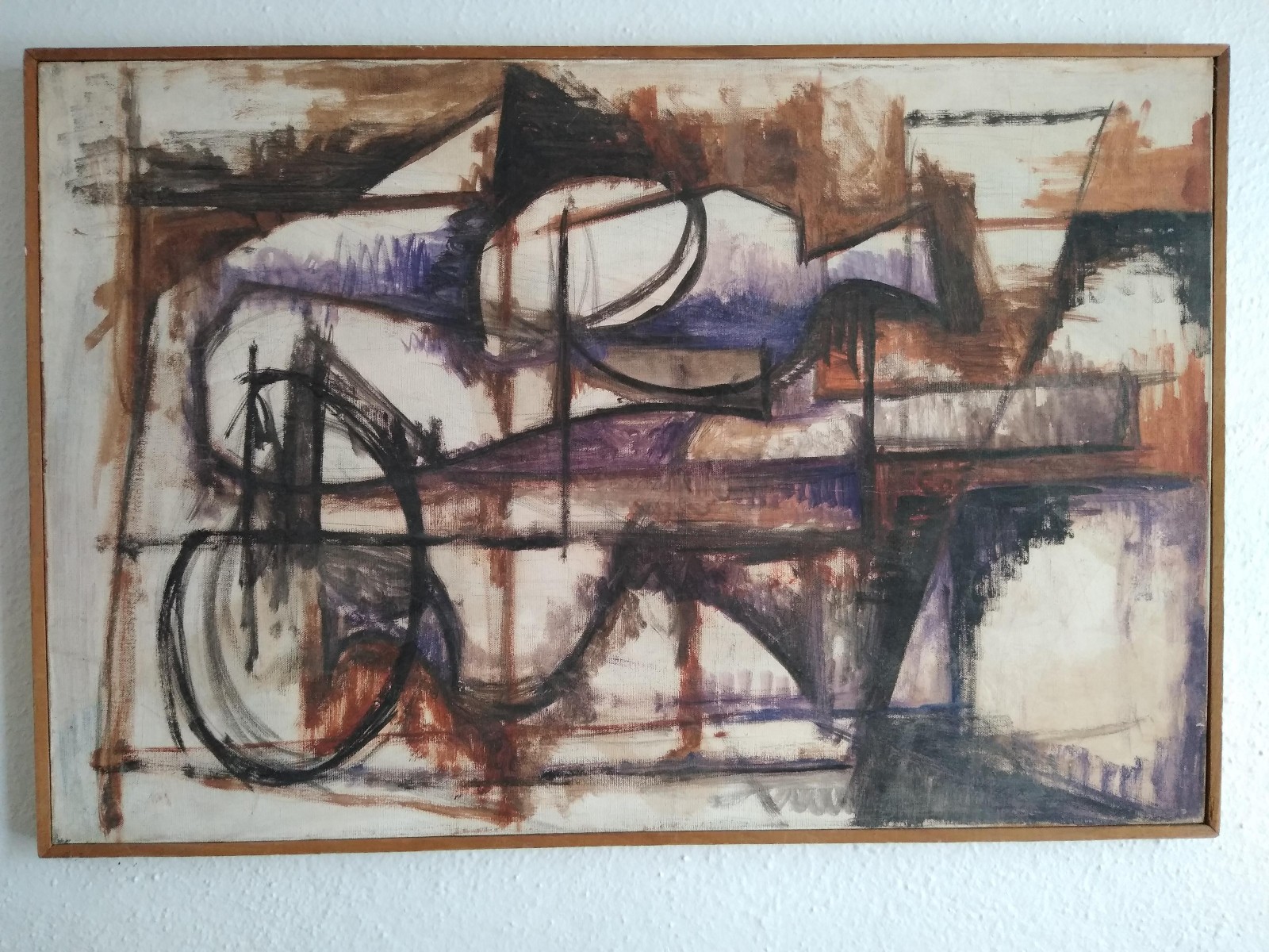 VINTAGE MID CENTURY ABSTRACT EXPRESSIONIST OIL PAINTING – SIGNED