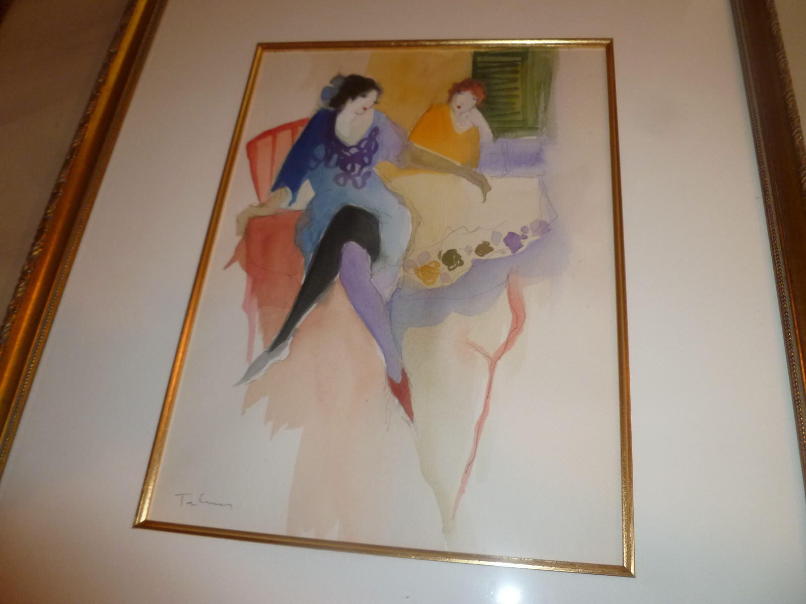 ITZCHAK TARKAY ORIGINAL WATERCOLOR, FRAMED DIMENSIONS 25 x 22 PERFECT