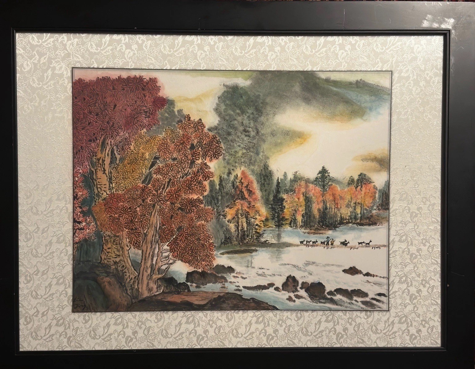 Chinese Landscape – Ink & Wash Watercolor Painting On Rice Paper Signed 13 X 18
