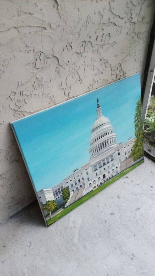 United States Capital Building Marc Charles Tonzillo Oil Painting Canvas 22 x 28
