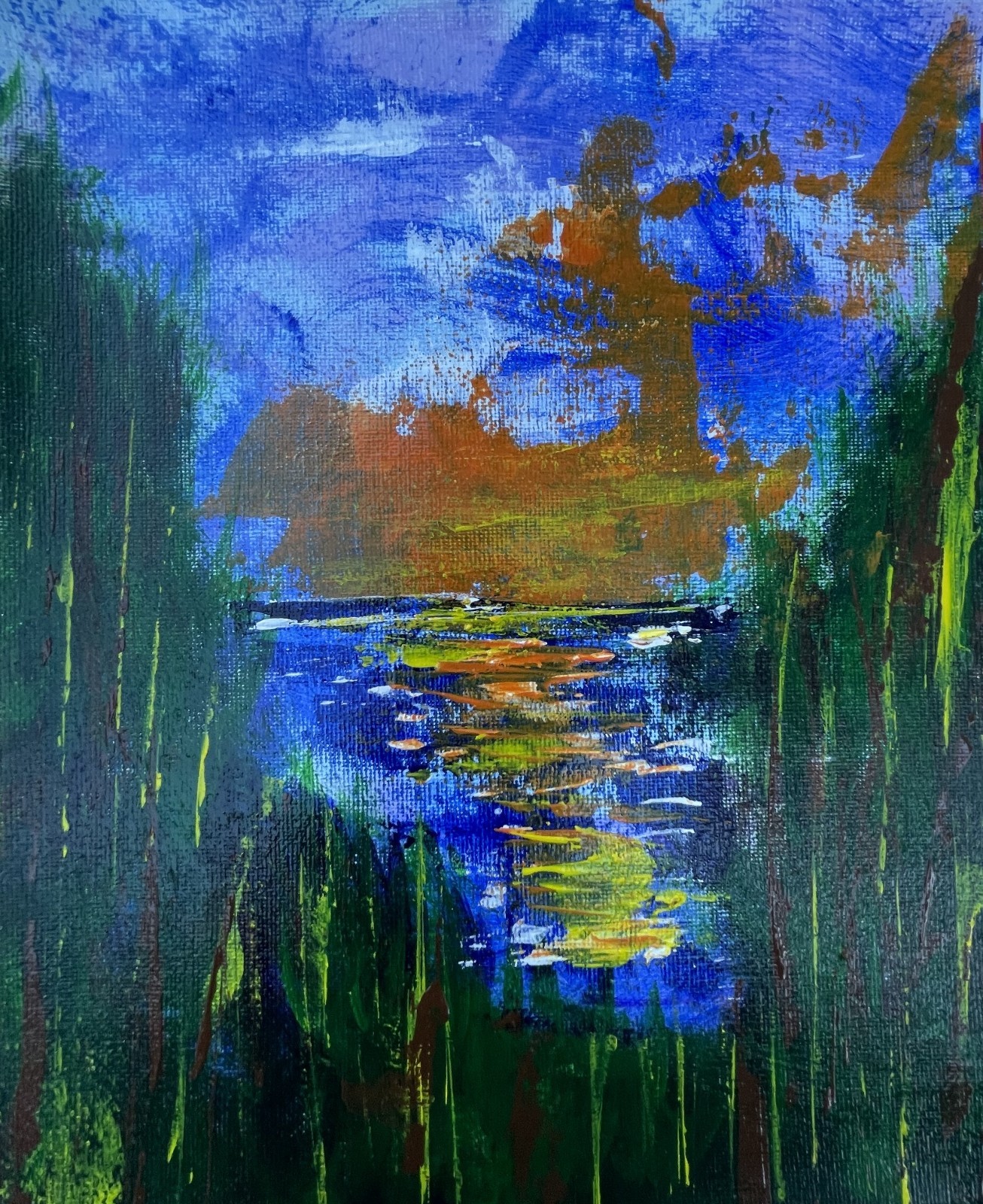 Original Art «Dusk» 8×10 Canvas Expressionism Abstract Design Home Art