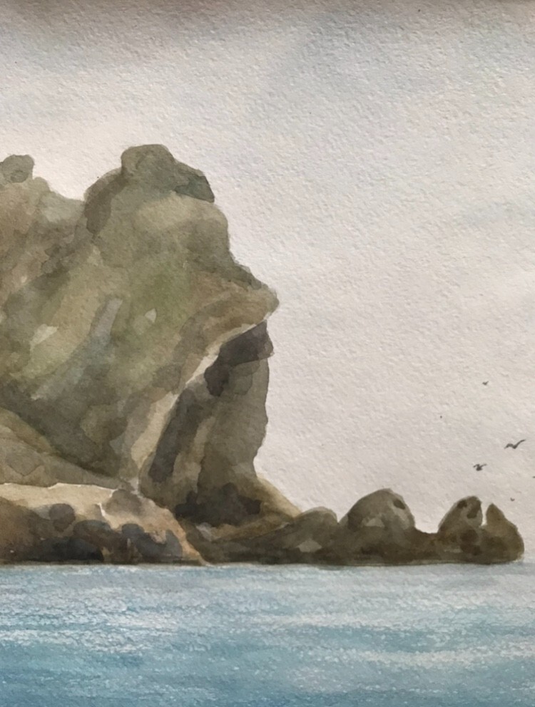 Watercolor Painting Seascape Dziuba K. Unframed Original Home Decor Art nAAA2298