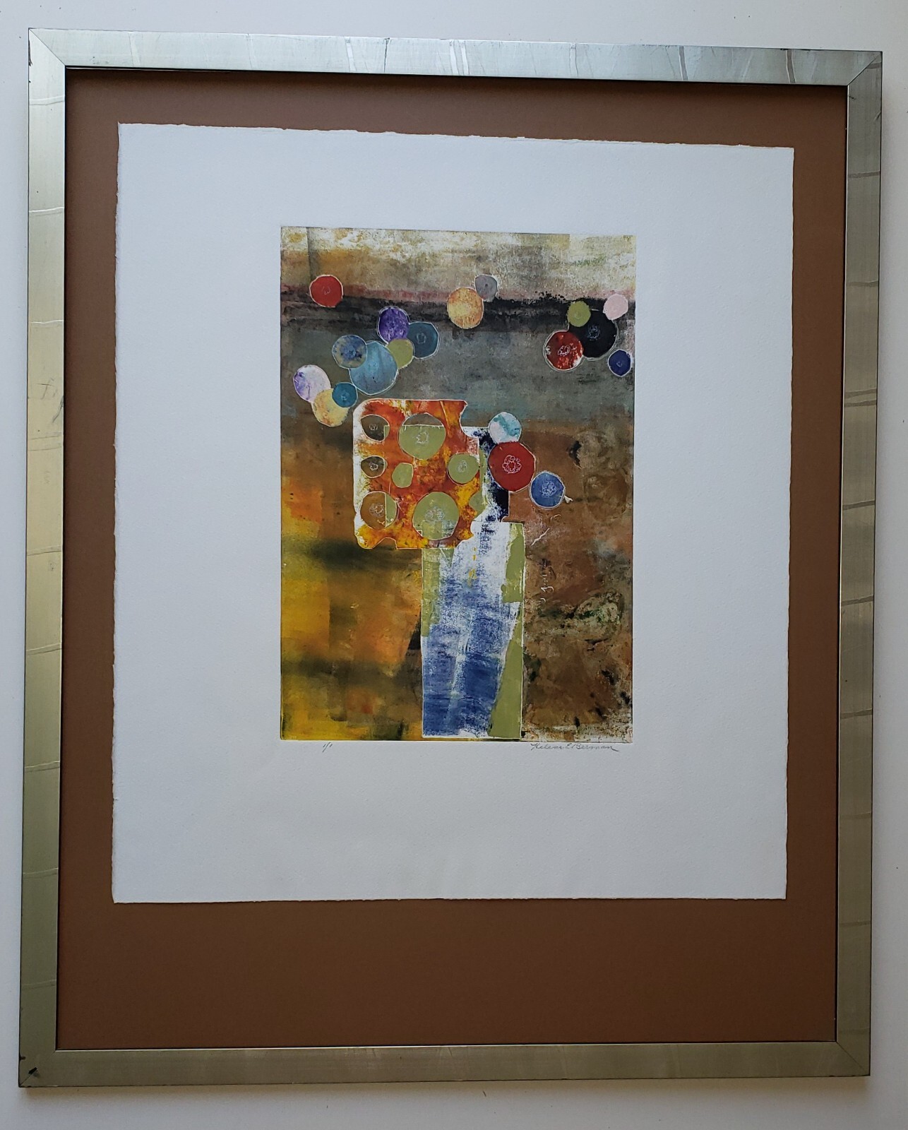HELENE BERMAN Scarce OOAK Mixed Media Artwork by this Fashion Icon Pencil Signed