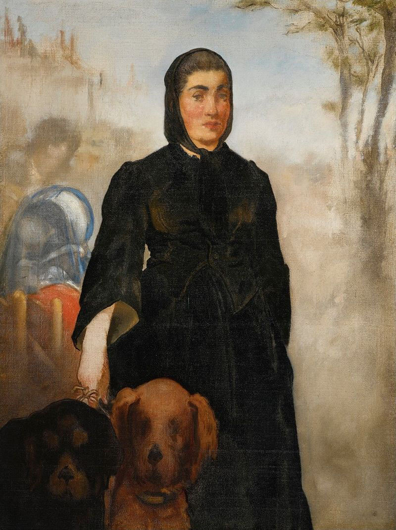 perfect 24×36 oil painting handpainted on canvas «a woman with two dogs»@NO5963