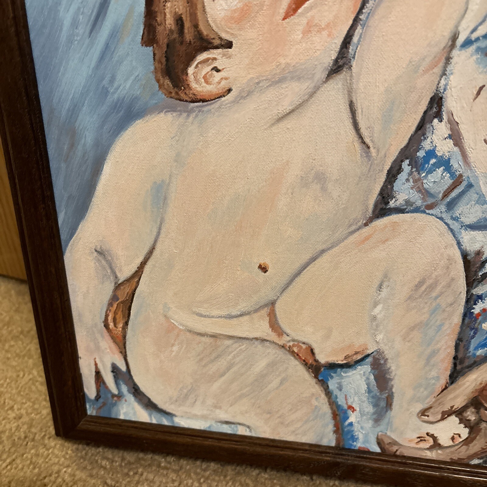 Hand Painted Framed Mother and Child by Mary Cassett Reproduction Copy