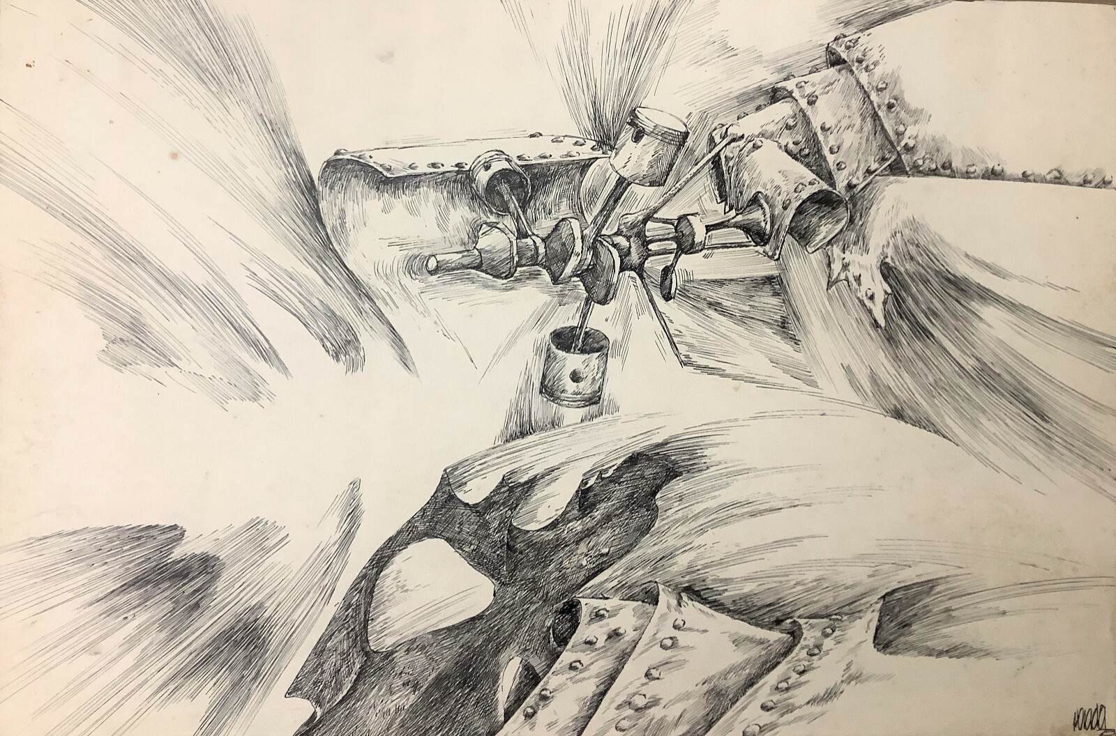 Posada. Ink on cardboard. Untitled, 1978. Original signed.