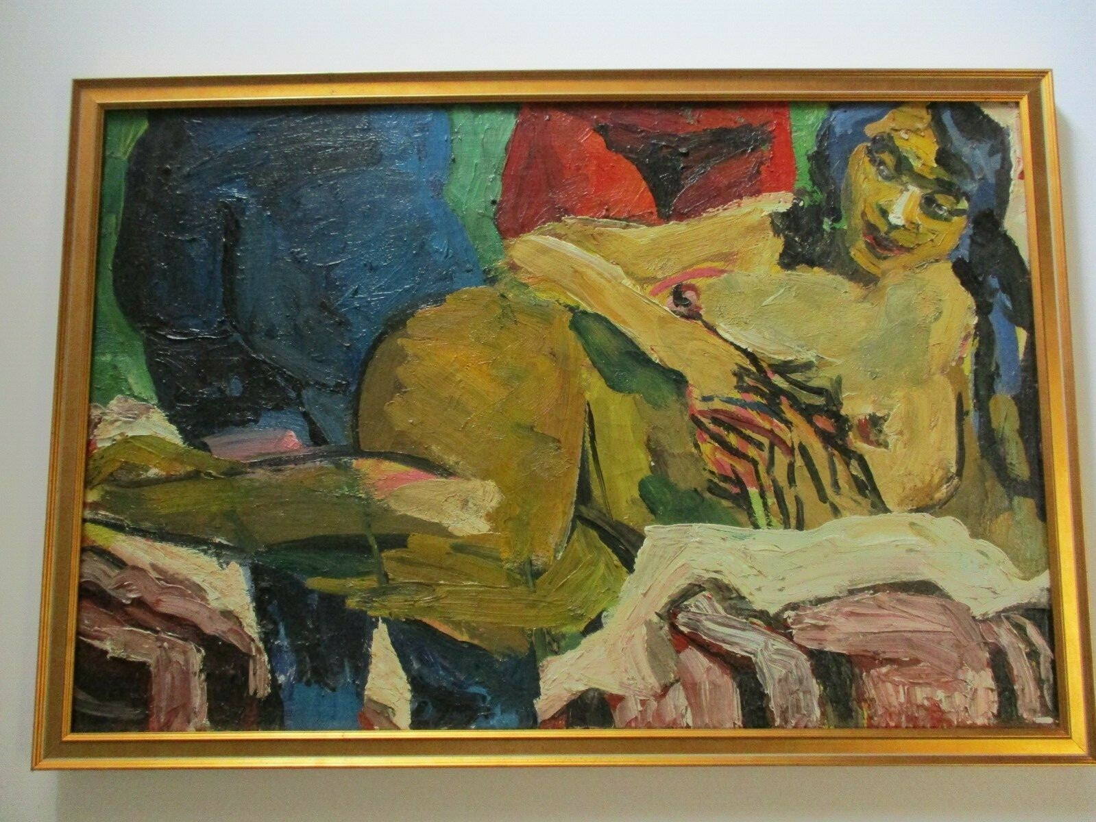 MID CENTURY PAINTING EXPRESSIONIST WOMAN WOMEN LARGE MODERNISM MYSTERY OIL
