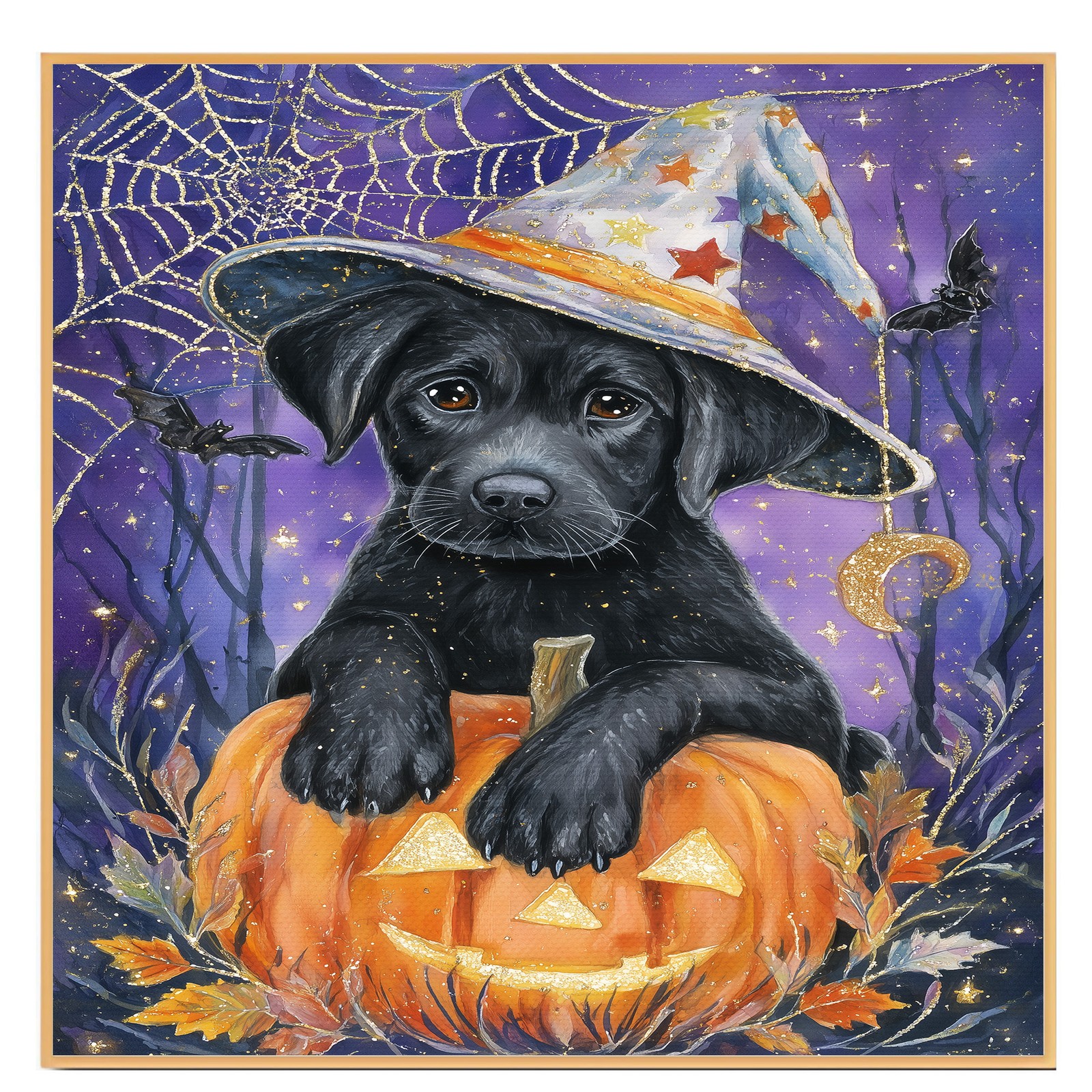 Labrador Pumpkins Canvas Maple Leaves Decor for Pet Lovers Indoor Decorations