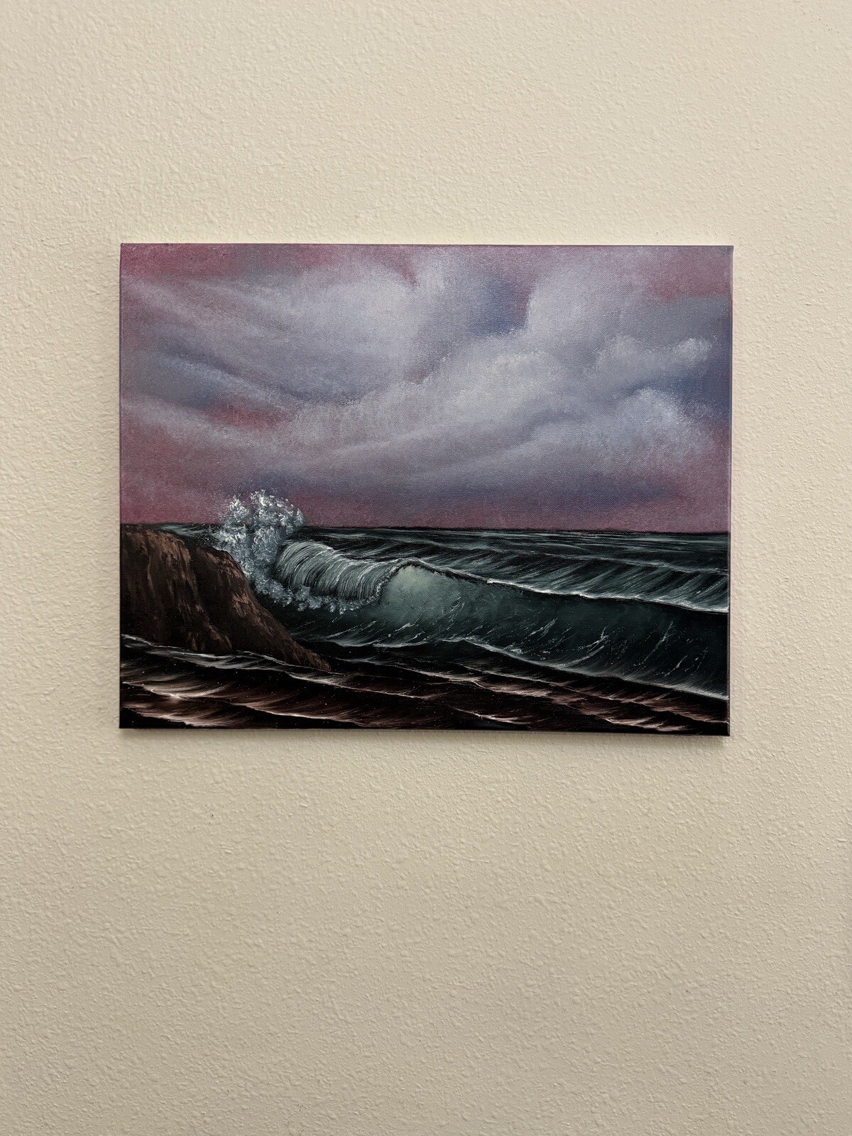 Seaside Harmony Seascape oil painting original art Bob Ross style 16x20in
