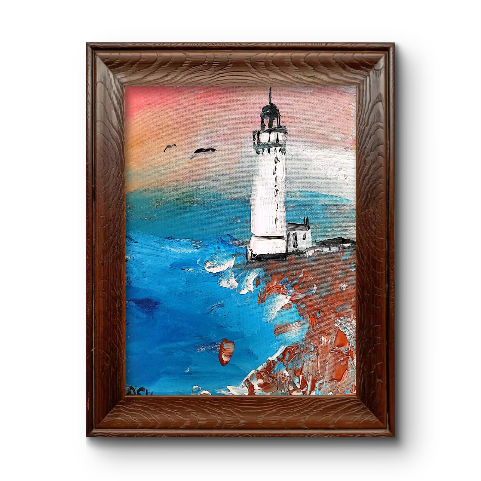 Lighthouse Original Expressionism Acrylic Abstract Canvas Board 11×14