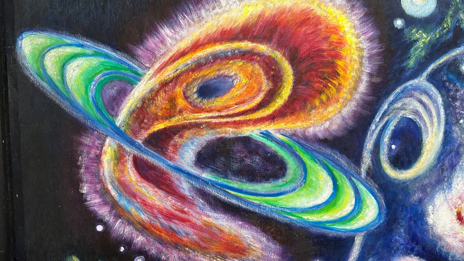 Beyond Andromeda, 1955 oil by Hugo Gnam. Fantastic Mystical Outer Space