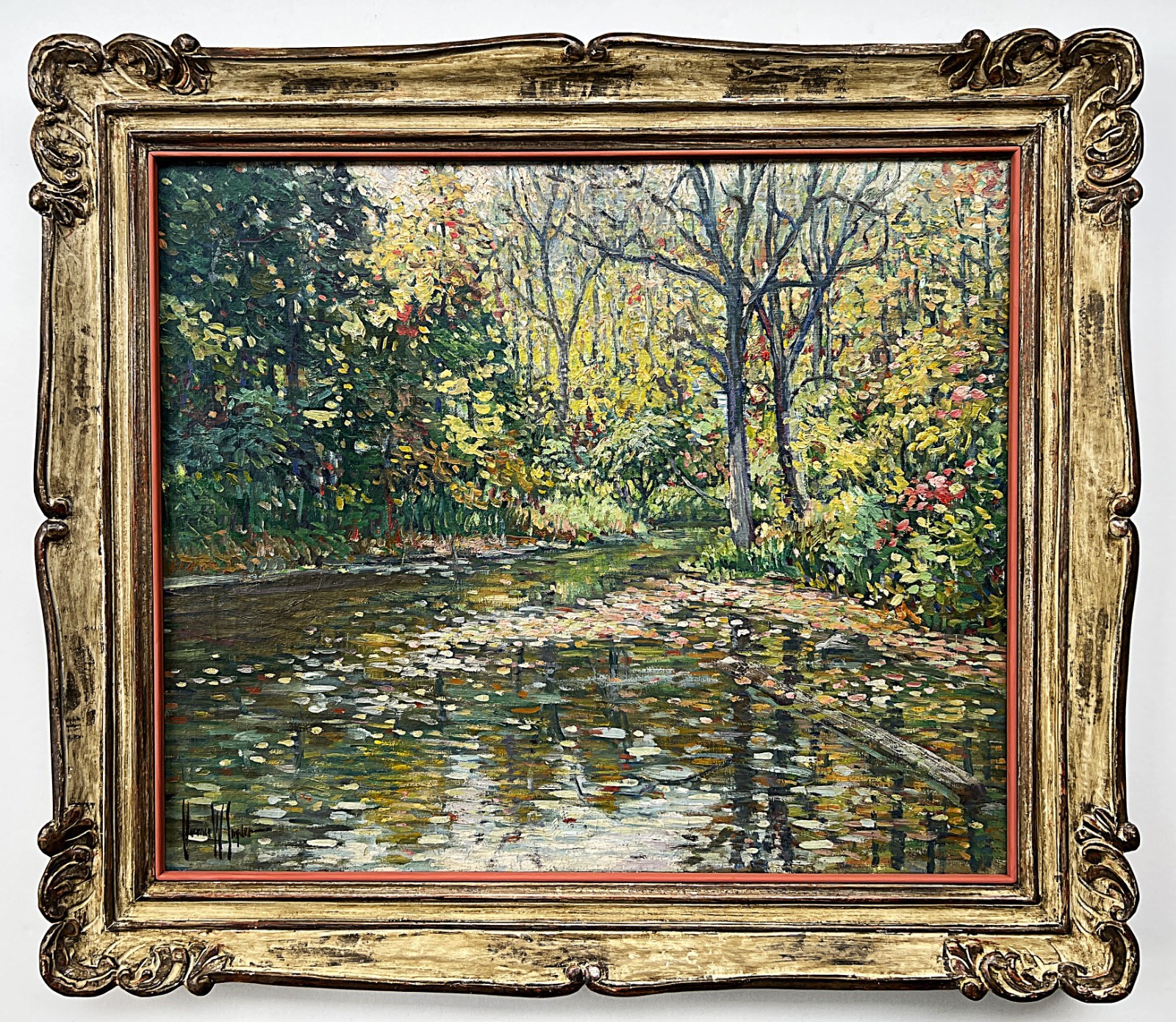 1930’s Impressionist Summer Pool Clarence W. Snyder 1873-1948, listed PA artist