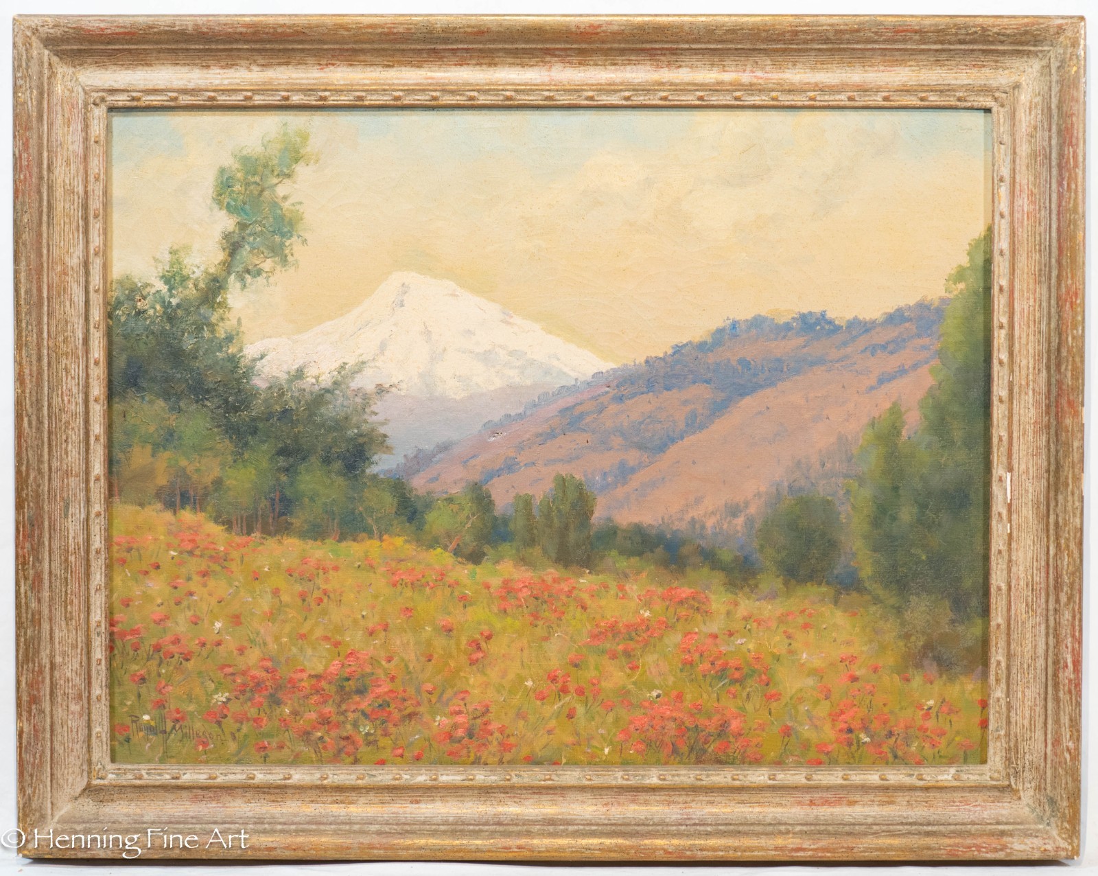 Royal Hill Milleson Antique Impressionist Painting Mt. Hood Oregon 22×28″