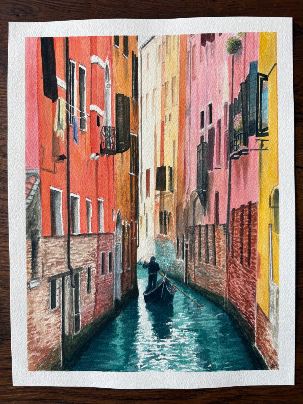 Original watercolor painting Venice Canal 8.5×11″ art
