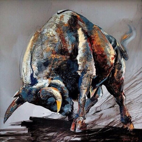 Home Decor Hand-painted Art Oil painting Animal bodybuilding Bull Power