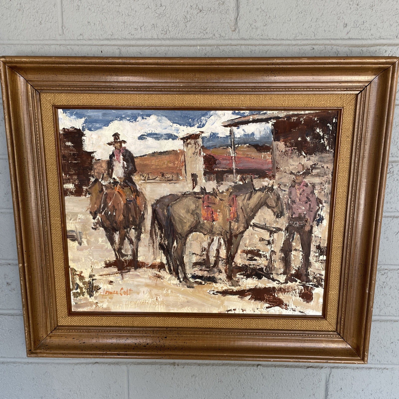 James Colt Western Americana Signed Painting Listed ￼Artist