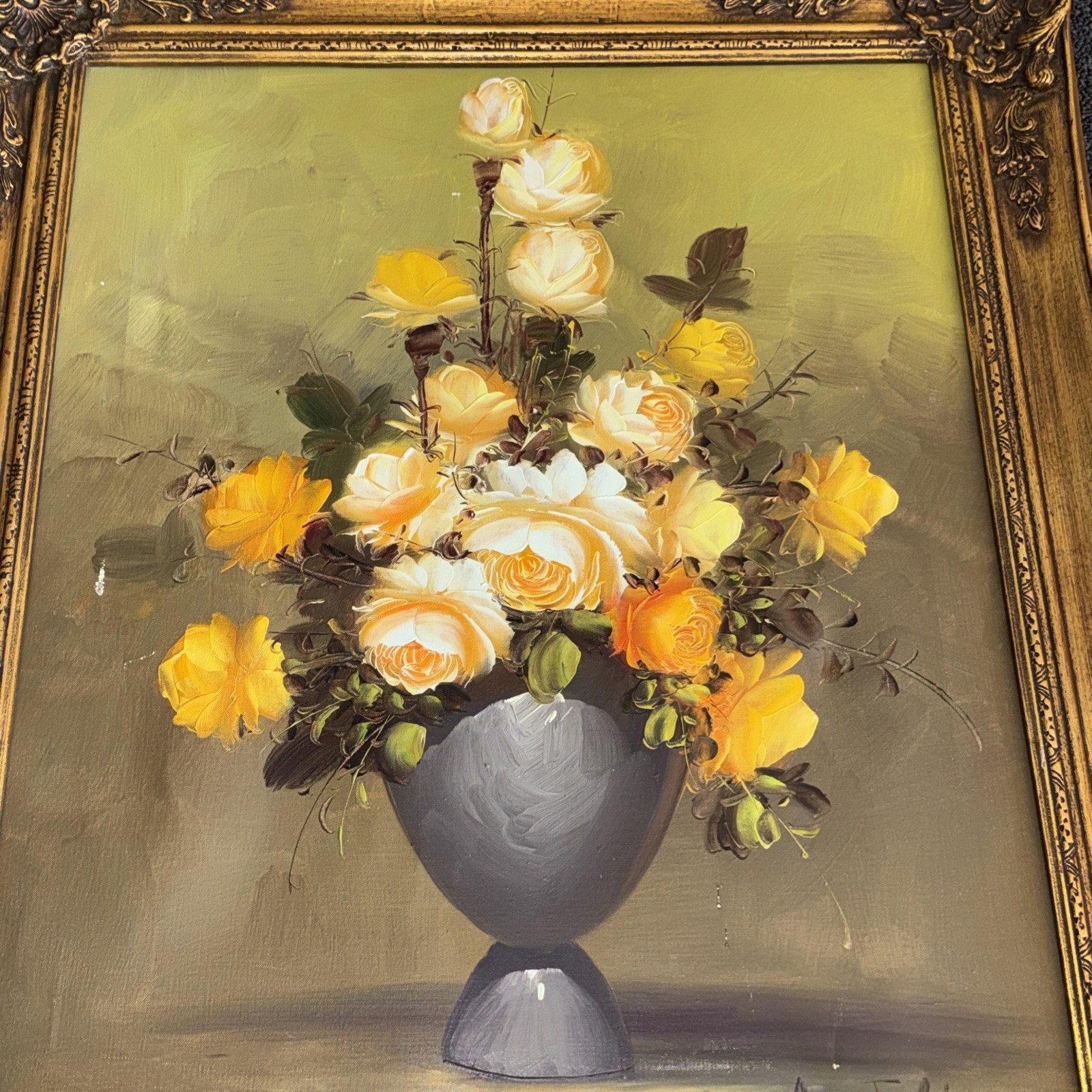 Original Painting By Ann Julia Rant Signed Flowers In Vase Still Life On Canvas