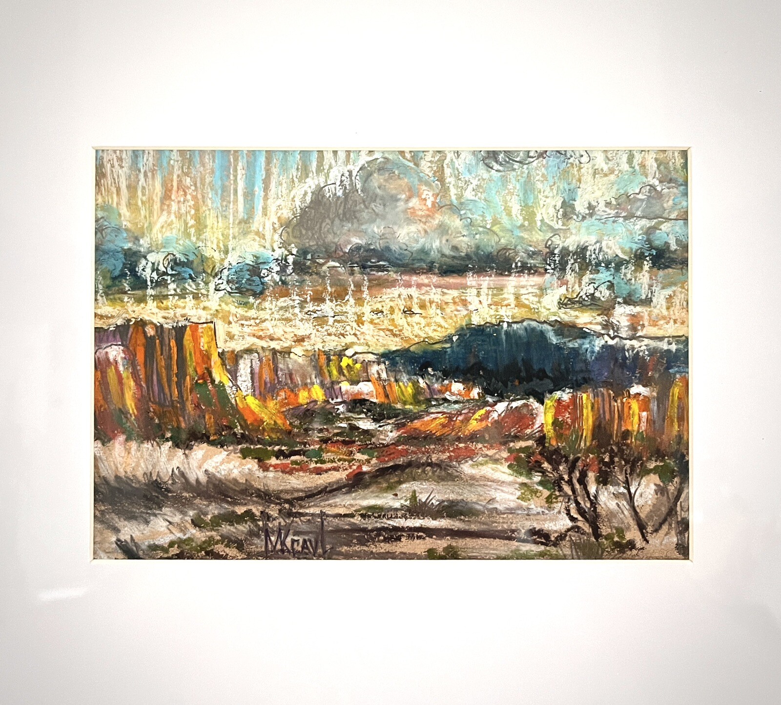 Original Oil Painting Western Landscape Desert Miniature 5×7 Art Framed 12×12 MK