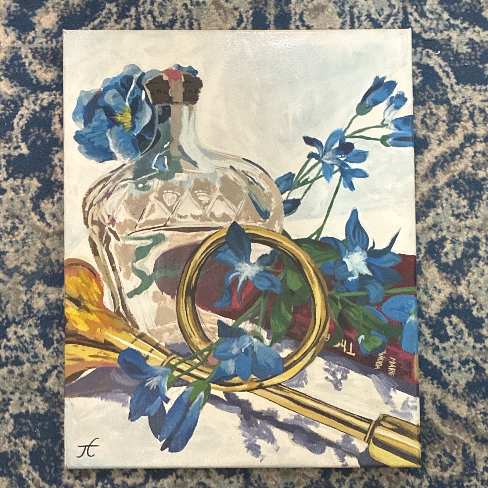 Realism Floral Still Life Painting on Canvas, Small Unframed