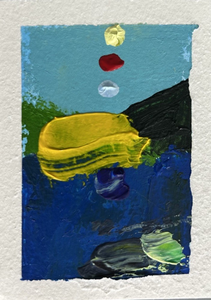 ACEO Original Abstract Painting 3.5”x2.5” by Miss Rina of Studio MRAO