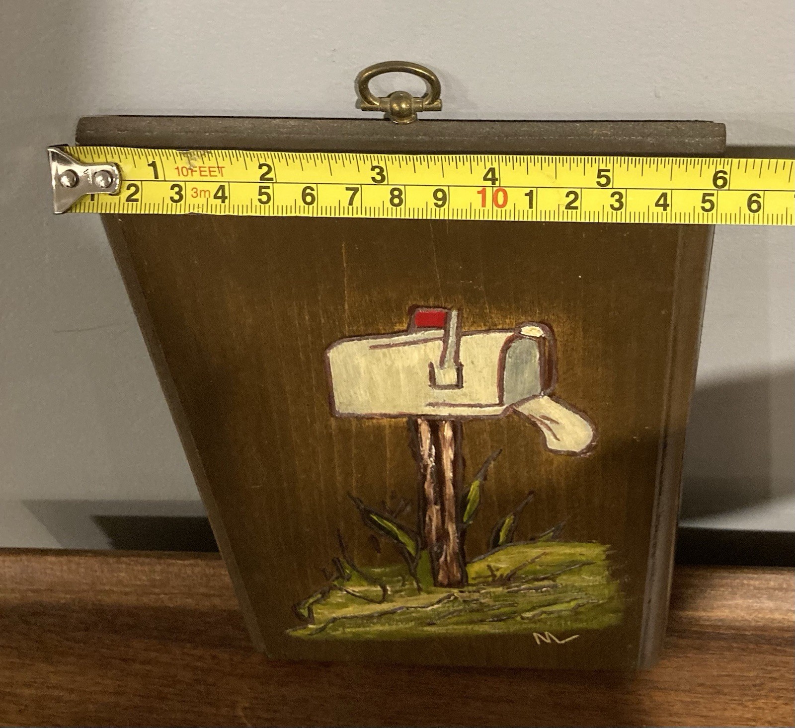 Hand Painted Rural Country Mailbox Painting on Wood Plaque Wall Art Signed 9”